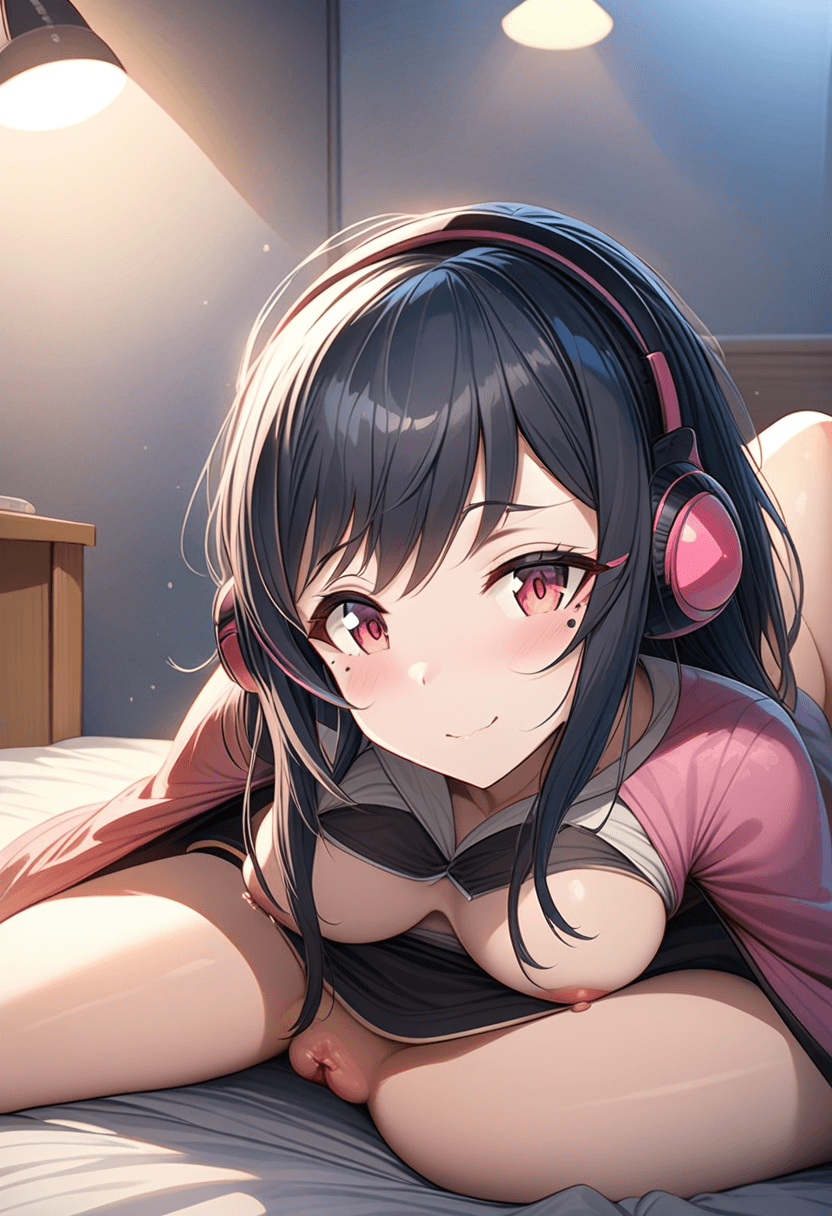 Explicit hardcore sex scene, woman on her back with legs spread, detailed genitalia, realistic skin textures, highly detailed, professional pornographic photography style, intense facial expression, bedroom setting, dramatic lighting