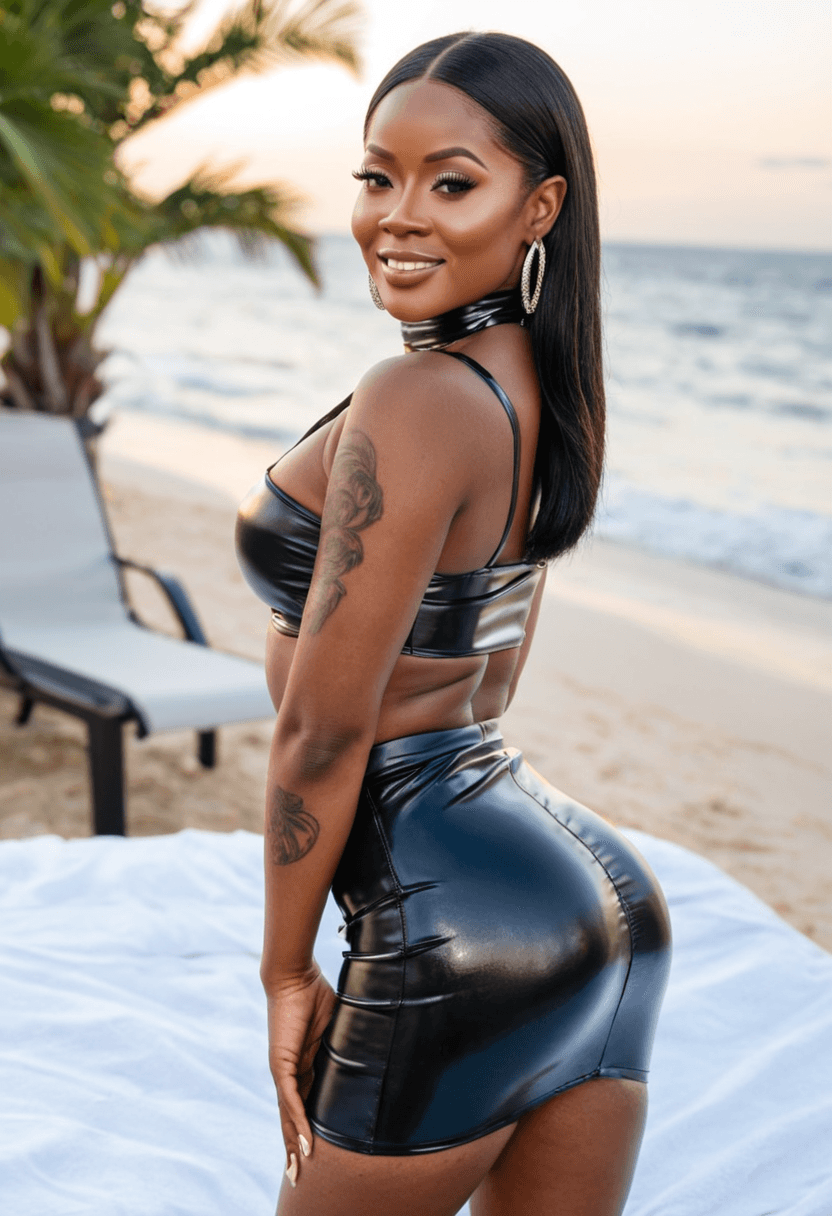 Woman in a 'fuck me' pose on the bed, wearing only high heels, arching her back, presenting her ass to the camera, detailed anus and vulva, bedroom setting, direct and inviting gaze, explicit pornographic photoshoot, on a sunny beach with ocean waves, wearing a sleek latex skirt, stretching gracefully, dining at an elegant restaurant, wearing stylish glasses, with artistic tattoos, wearing a fashionable choker, at an upscale restaurant, wearing a fashionable mini skirt, wearing a stylish bikini on the beach