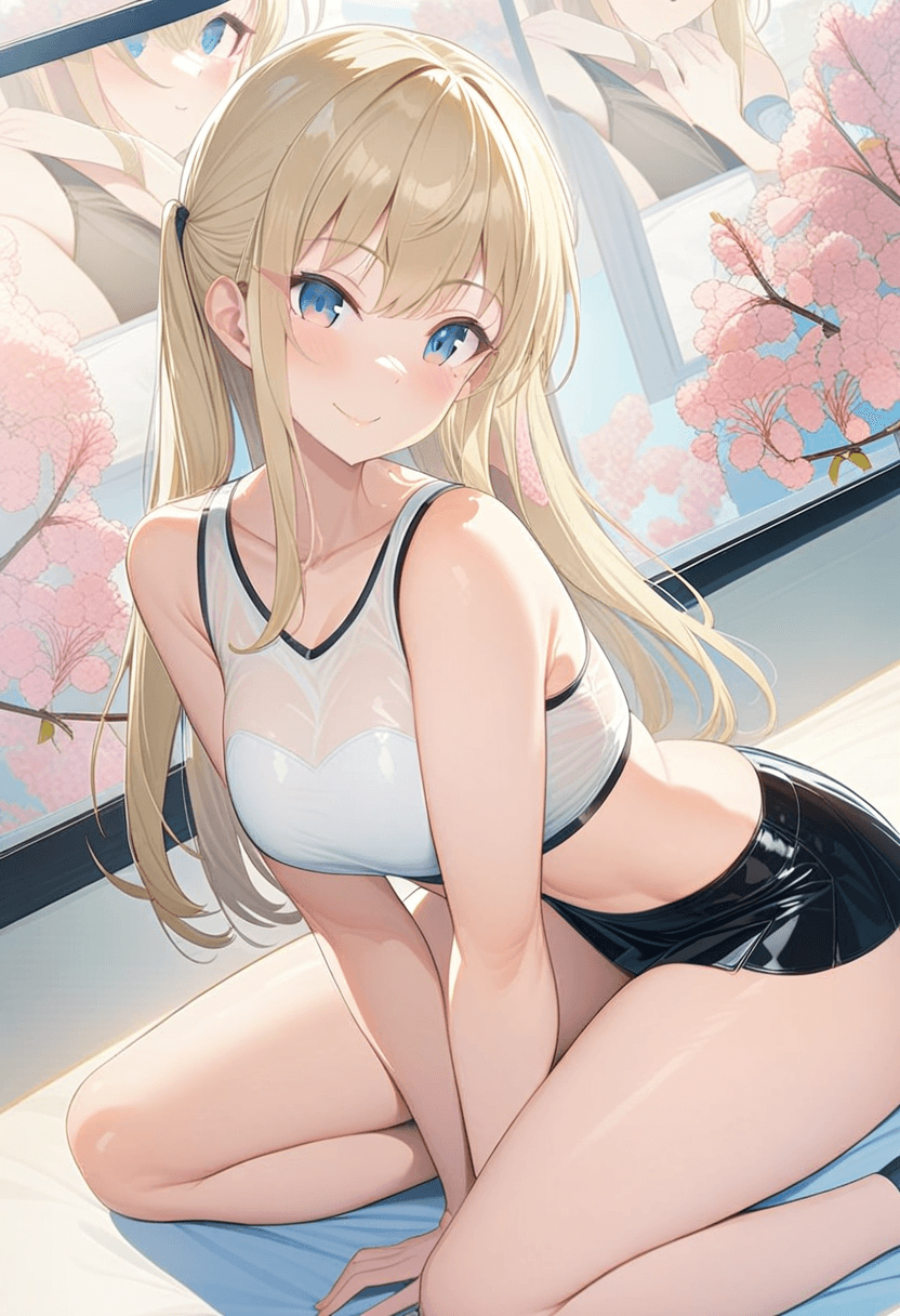 Wearing short black tennis skirt and a crop top shirt, portrait picture, looking at the viewer with a smile, wearing a sleek latex skirt, wearing a fashionable mini skirt, kneeling pose, elegant position