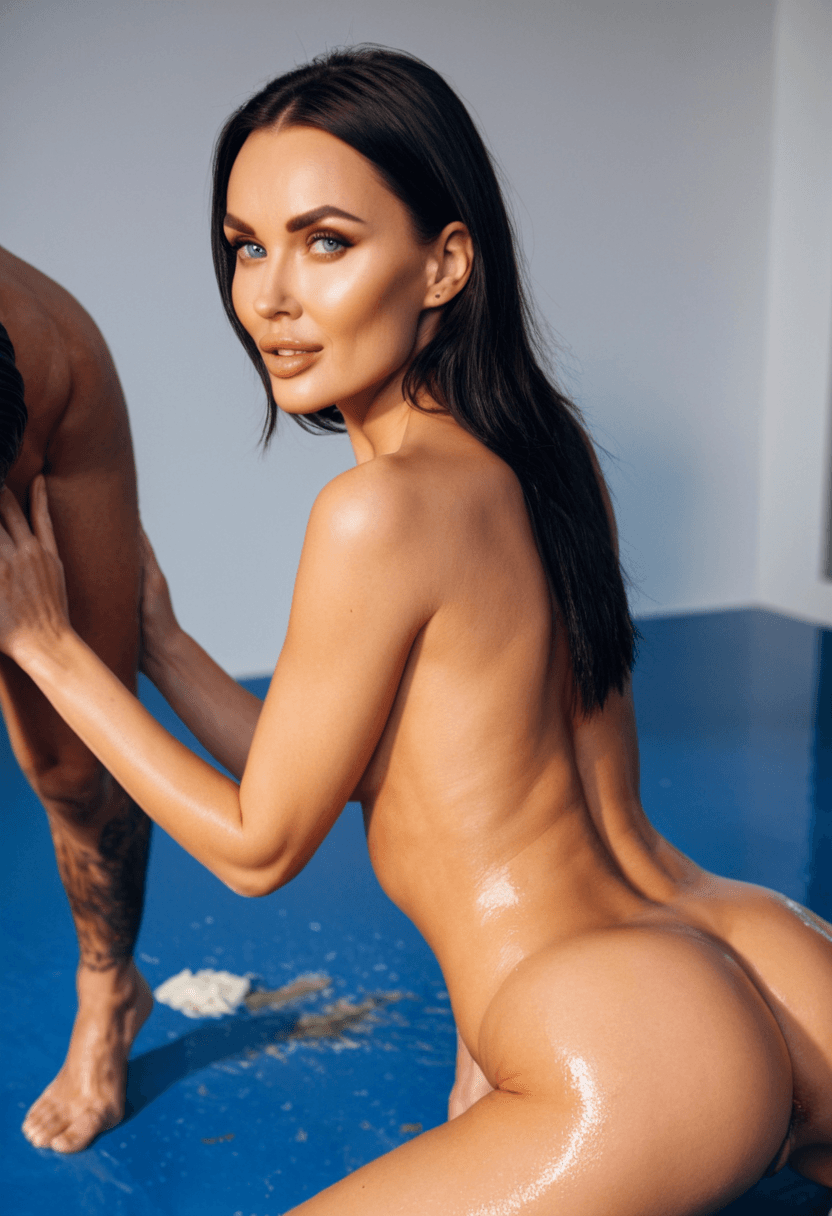 Kinky and nasty face,eye contact ,dirty and sweaty,doggy style close legs,showing dirty anus,pornographic