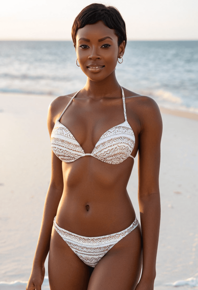 wearing a stylish bikini on the beach